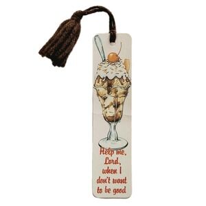 Vintage 80s Bookmark Ice Cream Sundae Dessert, Lord Help Me, 1981 Antioch, H-389